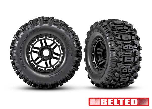 8979 Traxxas Premount 2.8" Black Wheels & Sledgehammer® Belted