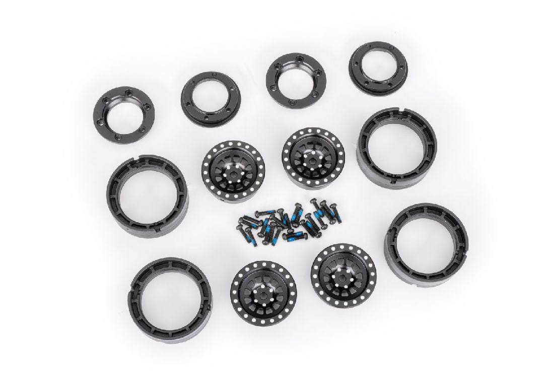 9881-BLK Roues Traxxas, 1,0 po, aluminium 6061-T6 (anodisé noir) (4) 