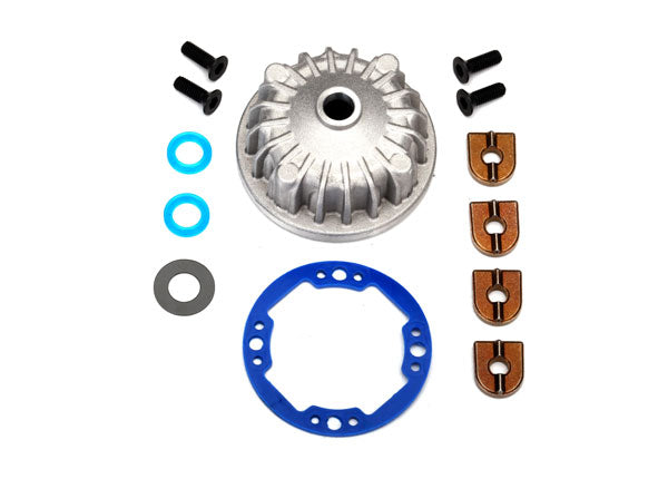 6781 Traxxas Housing, center differential (aluminum)/ x-ring gaskets