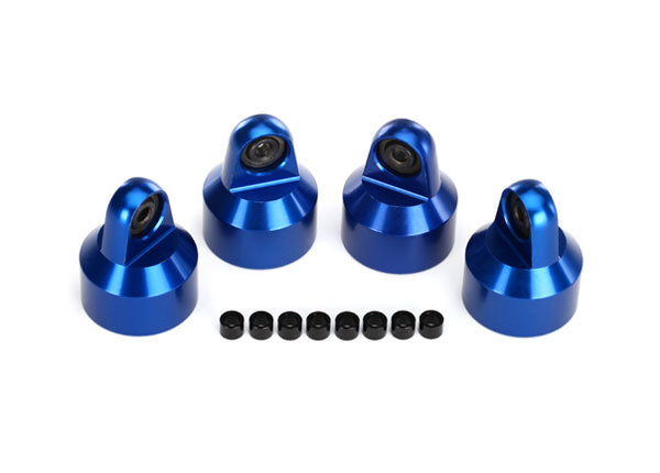 7764A Shock caps, aluminum (blue-anodized), GTX shocks (4)/ spacers (8)