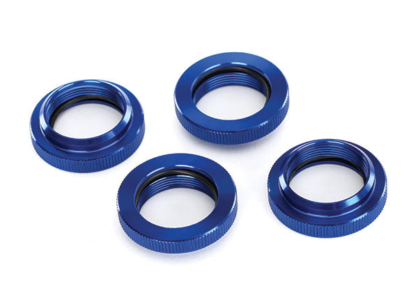 7767 Spring retainer (adjuster), blue-anodized aluminum, GTX shocks (4) (assembled with o-ring)