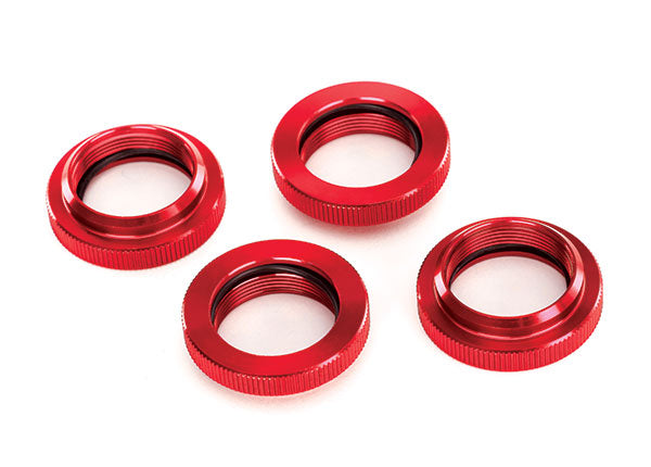 7767R Spring retainer (adjuster), red-anodized aluminum, GTX shocks (4) (assembled with o-ring)