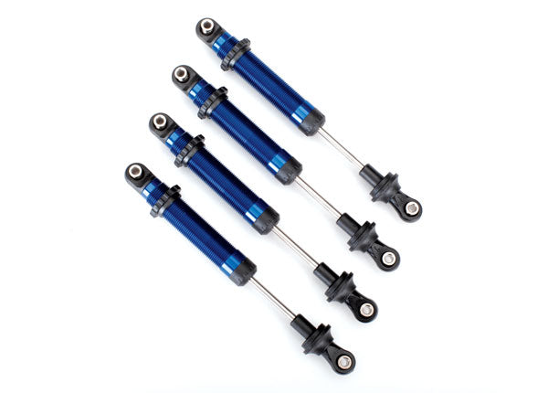 Amortiguadores 8160X, GTS, aluminio (anodizado en azul) (ensamblados sin resortes) (4) (para usar con el kit de elevación de brazo largo TRX-4® n.° 8140X)