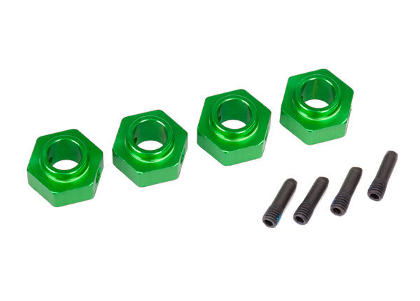 8269G Wheel hubs, 12mm hex, 6061-T6 aluminum (green-anodized) (4)/ screw pin (4)