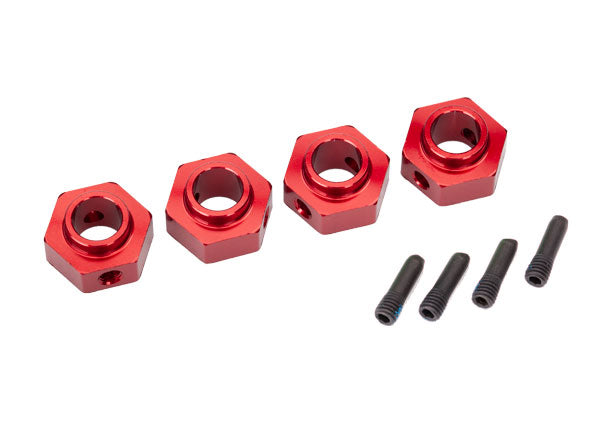 8269R Bujes de rueda, hexagonal de 12 mm, aluminio 6061-T6 (anodizado en rojo) (4)/pasador roscado (4)
