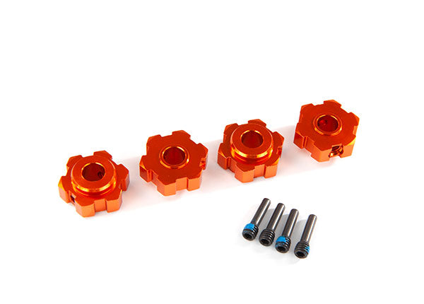 8956T  Wheel hubs, hex, aluminum (orange-anodized) (4)/ 4x13mm screw pins (4)