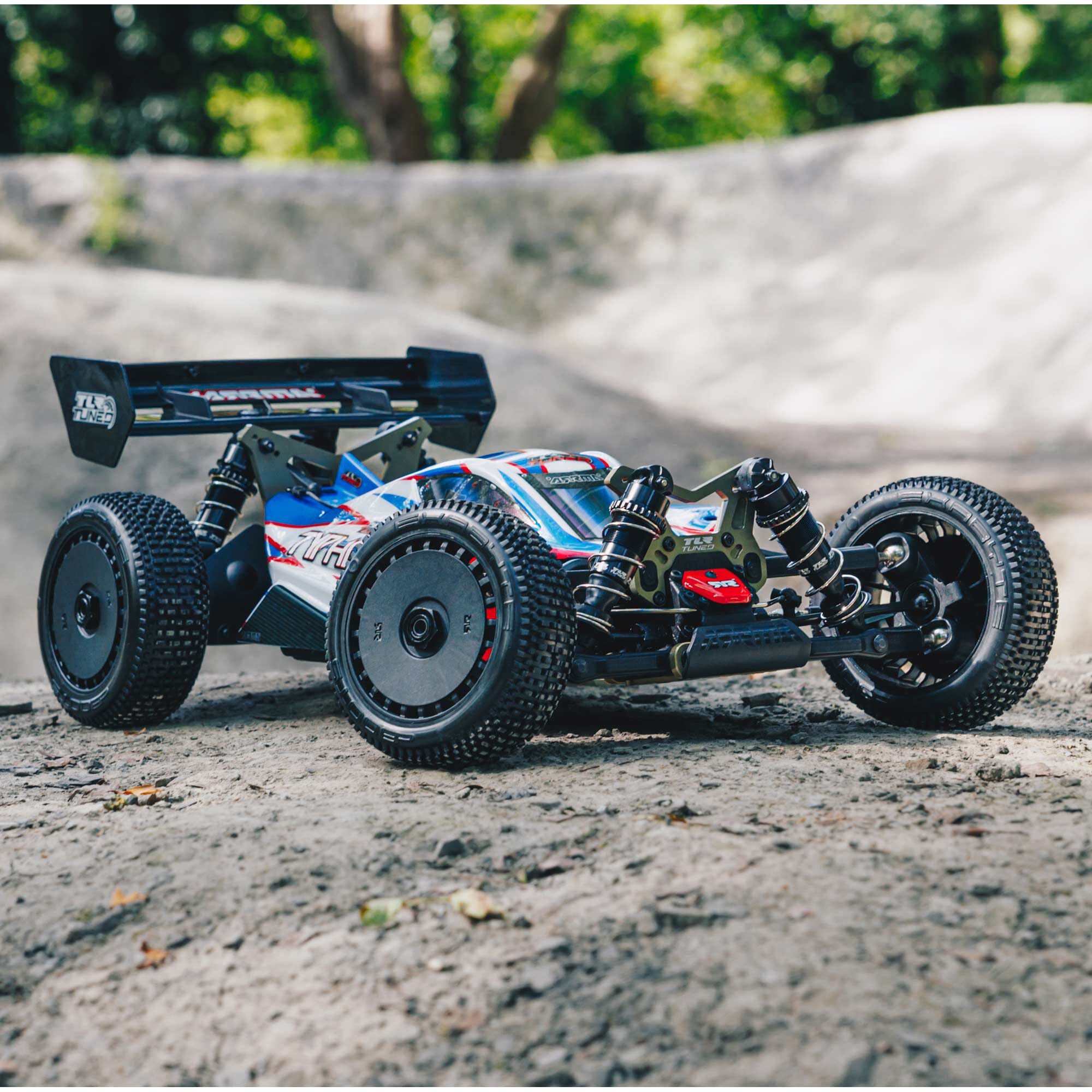 ARA8406 1/8 TLR Tuned TYPHON 6S 4WD BLX Buggy RTR, Red/Blue