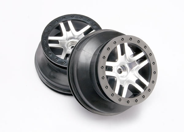 5876 Traxxas Wheels, Sct Split-Spoke, Satin Chrome, Black Beadlock St