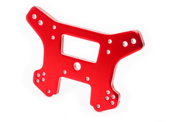 9539R Traxxas Torre de choque, delantera, aluminio 6061-T6 (anodizado en rojo) 